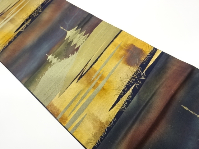JAPANESE FUKURO OBI / WOVEN SCENERY OF TEMPLE